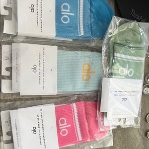 4x ALO Yoga unisex  Socks - Blue, Green, Pink, light blue